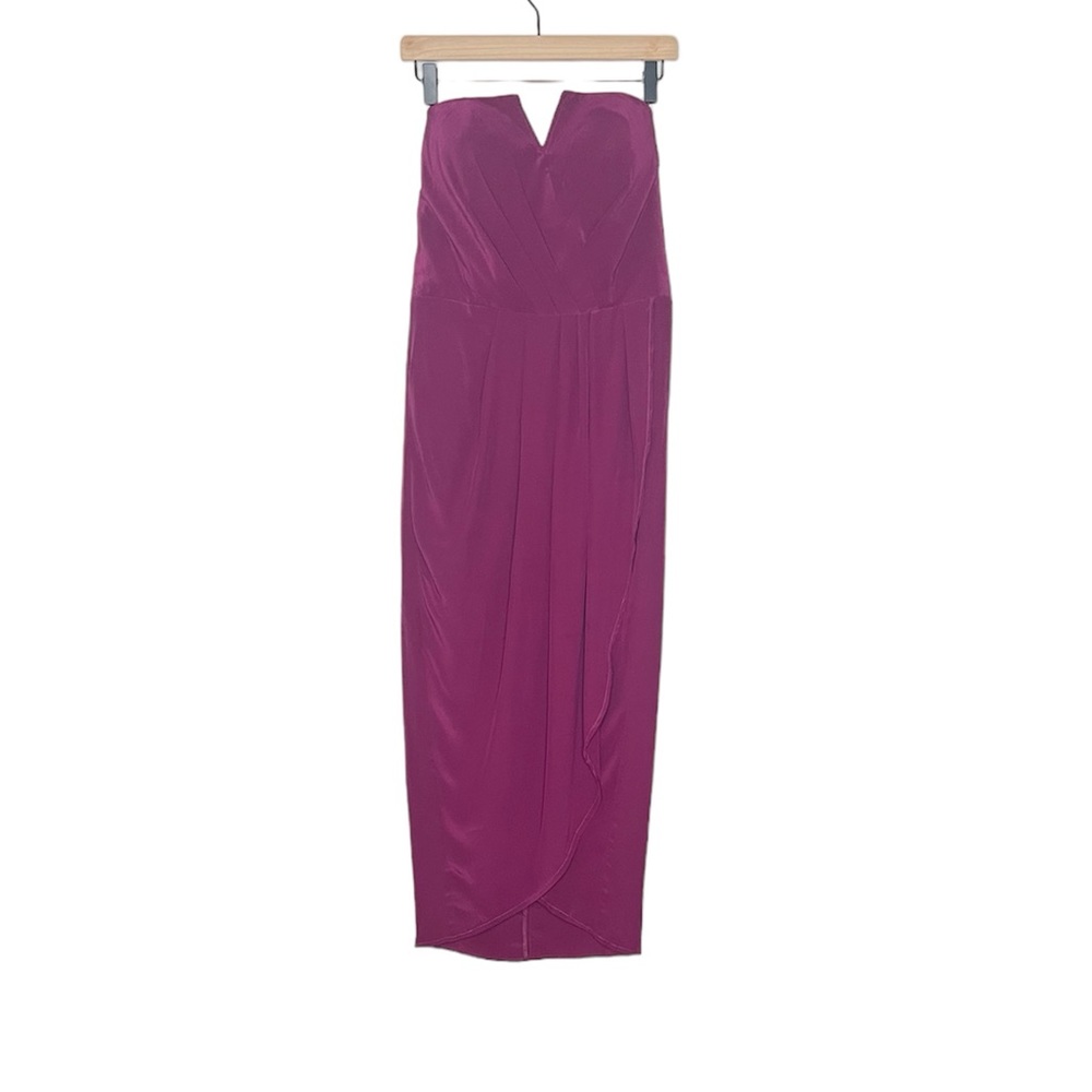 Yumi Kim Glamour Night Midi Strapless Dress in Burgundy Size Large - Picture 3 of 8